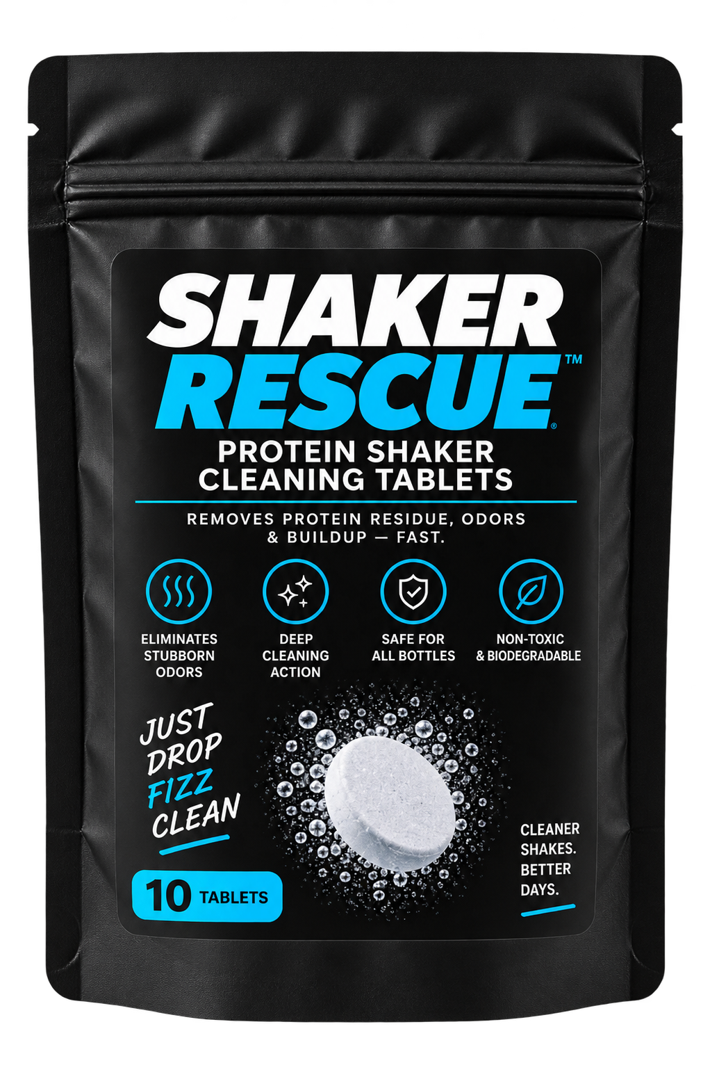Shaker Rescue protein shaker cleaning tablets pouch, 10 tablets