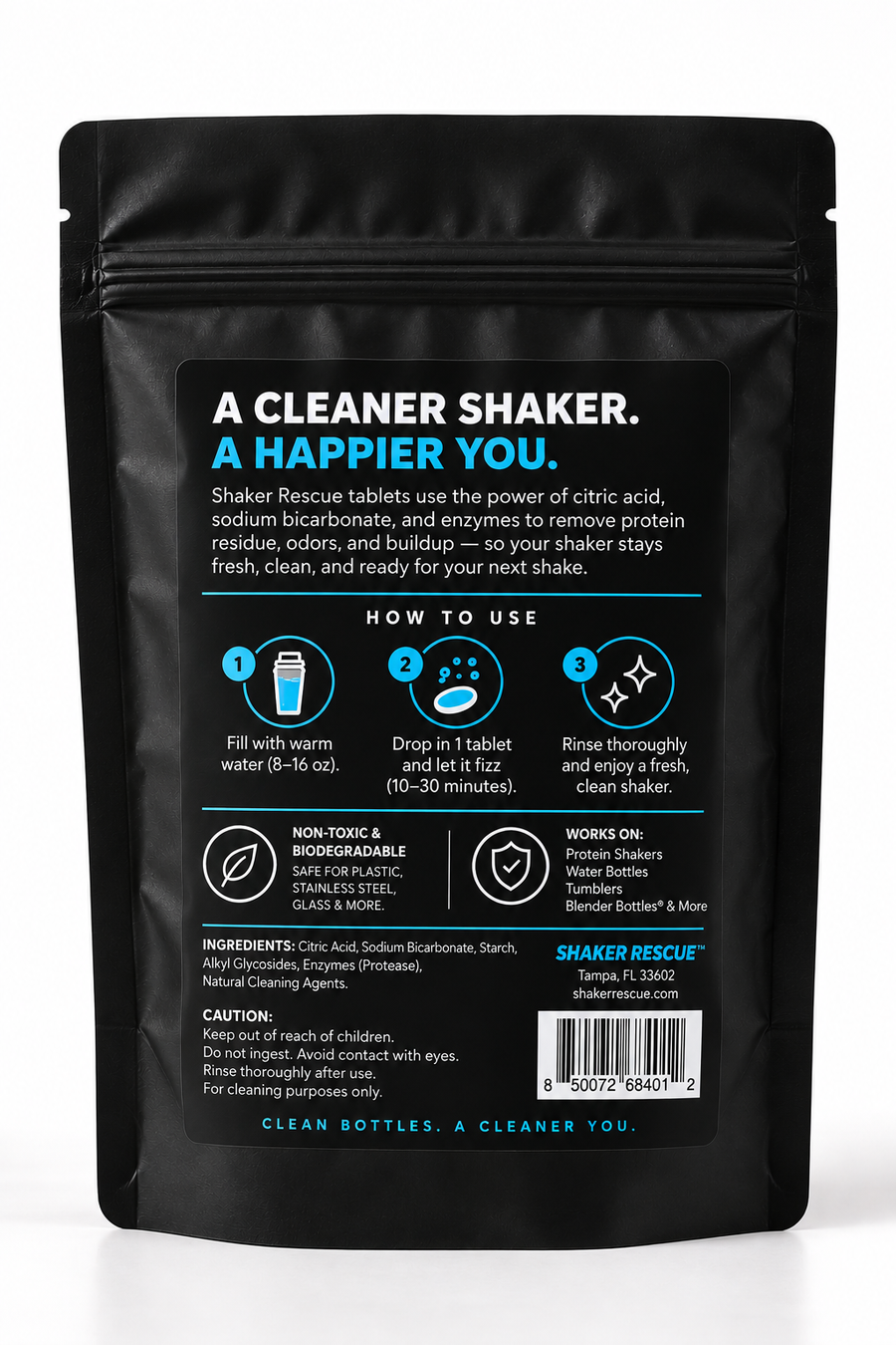 Shaker Rescue back of pouch
